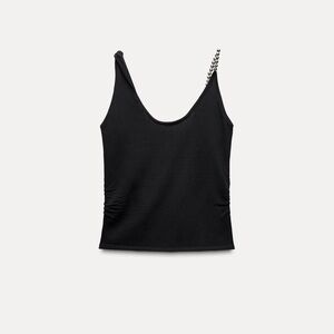 Zara black beaded top, never worn, new with tags, size M